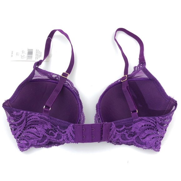Natori Feathers Purple Lace Padded Underwire Contour Push Up Bra 32C Nwt - Picture 4 of 7